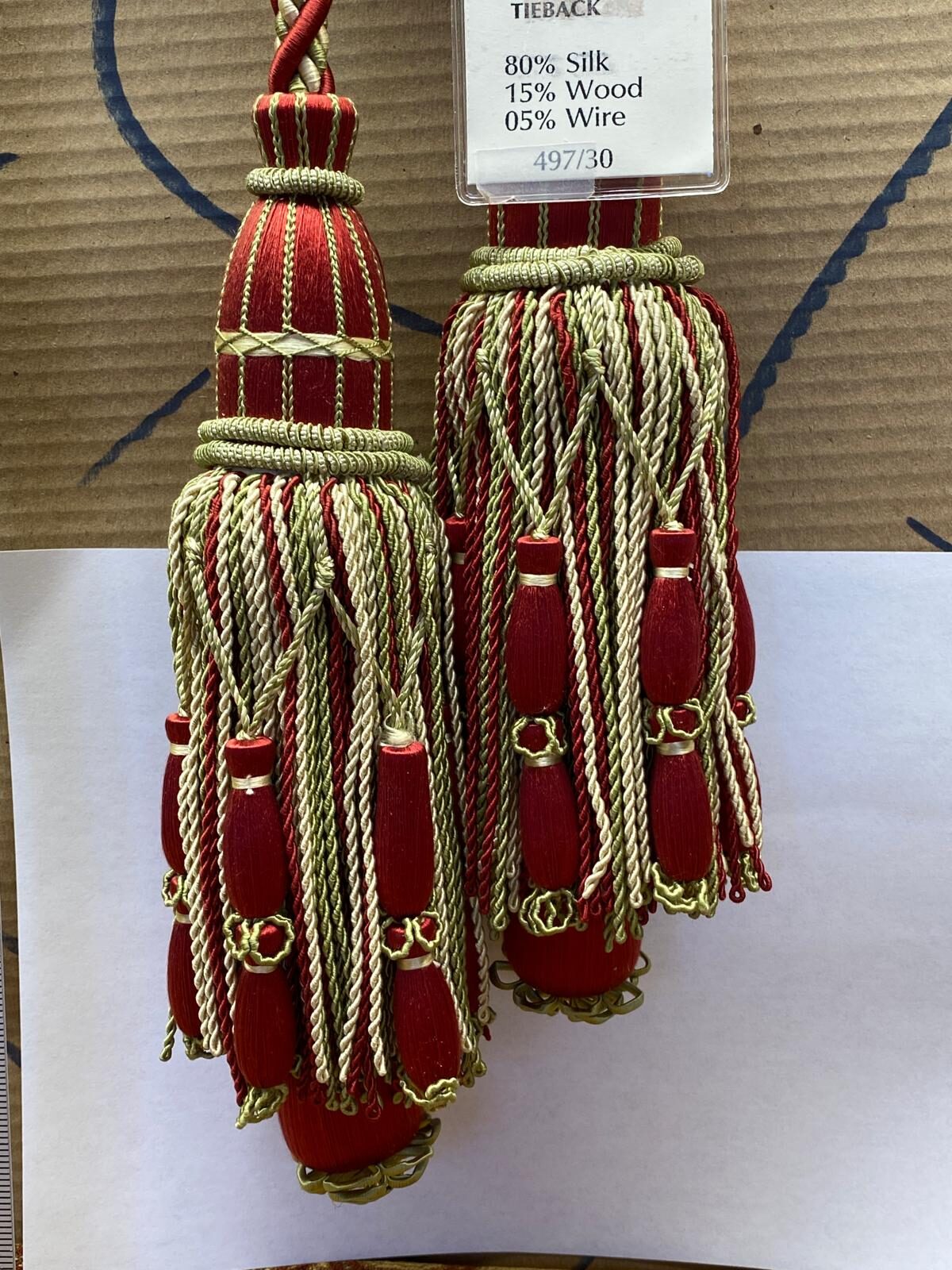 Scalamandre Hampton Court Tieback Red Green Cream Tassel MSRP USD 1058