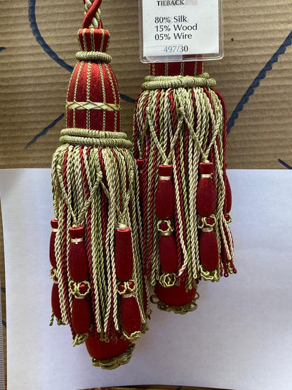 Scalamandre Hampton Court Tieback Red Green Cream Tassel MSRP USD 1058