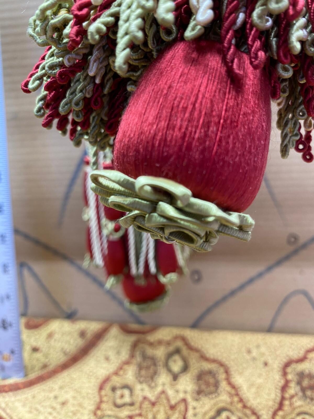 Scalamandre Hampton Court Tieback Red Green Cream Tassel MSRP USD 1058