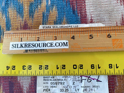 Scalamandre Bhutan Ikat Suzani Red/blue/multi Heavy Cotton MSRP USD 280/Y