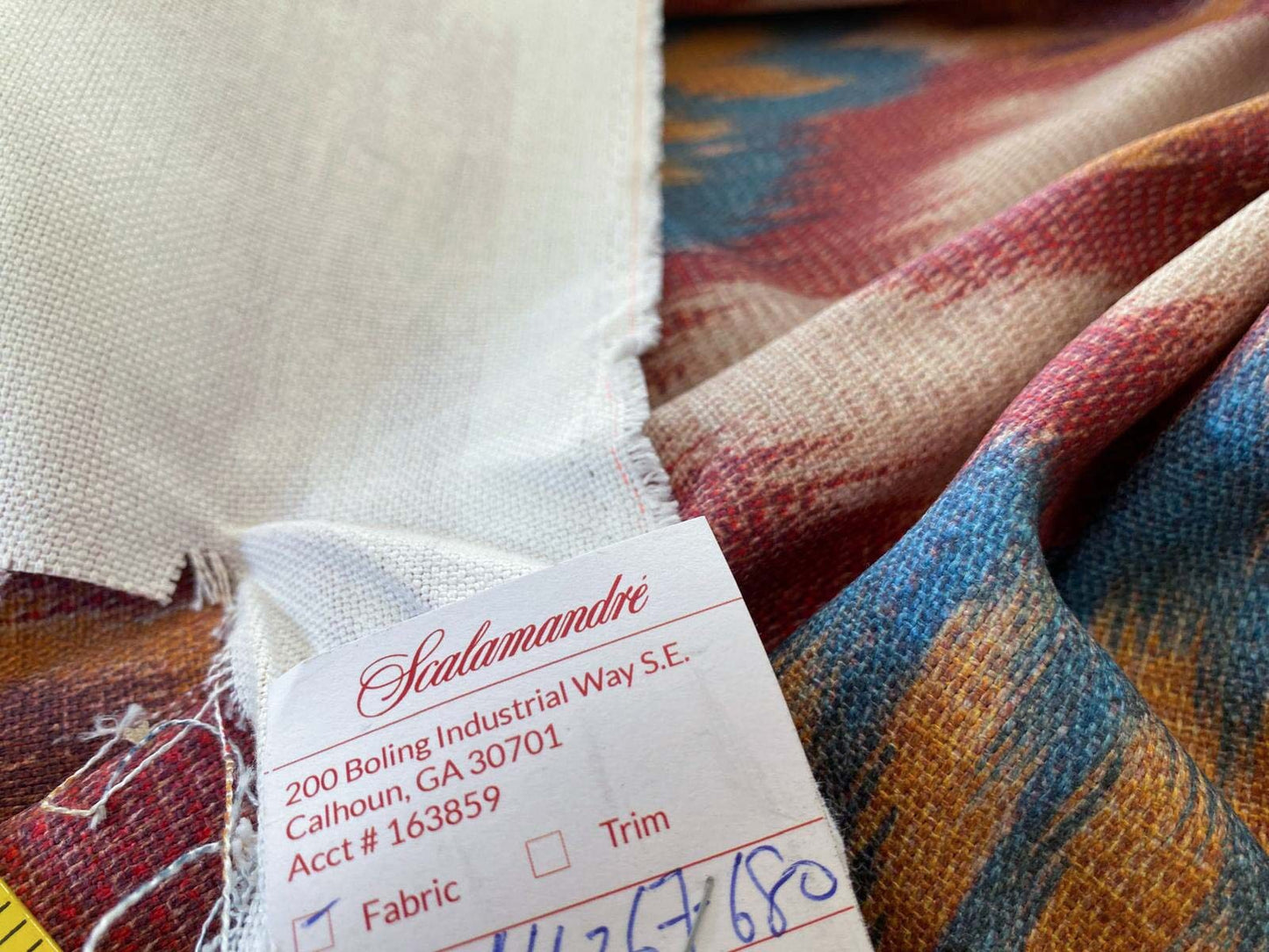 Scalamandre Bhutan Ikat Suzani Red/blue/multi Heavy Cotton MSRP USD 280/Y