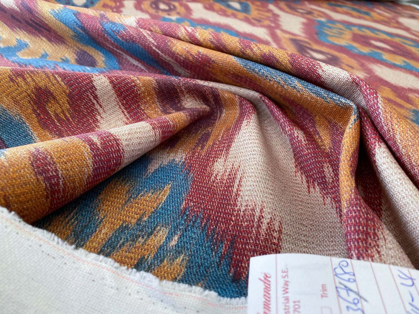 Scalamandre Bhutan Ikat Suzani Red/blue/multi Heavy Cotton MSRP USD 280/Y