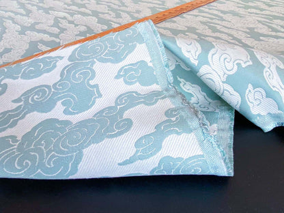 Lee Jofa G P&amp;J Baker Clouds Aqua Blue White Chinoiserie Reversible Damask Cotton MSRP USD 148/y