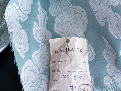 Lee Jofa G P&amp;J Baker Clouds Aqua Blue White Chinoiserie Reversible Damask Cotton MSRP USD 148/y