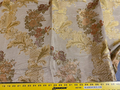 1 Berkbox52 1.2 yard Scalamandre La Verne Peach Silk Lampas Cotton Floral MSRP USD600