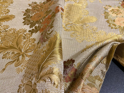 1 Berkbox52 1.2 yard Scalamandre La Verne Peach Silk Lampas Cotton Floral MSRP USD600