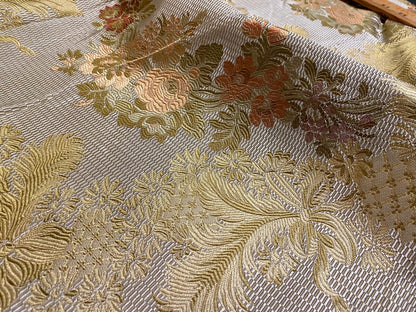 1 Berkbox52 1.2 yard Scalamandre La Verne Peach Silk Lampas Cotton Floral MSRP USD600