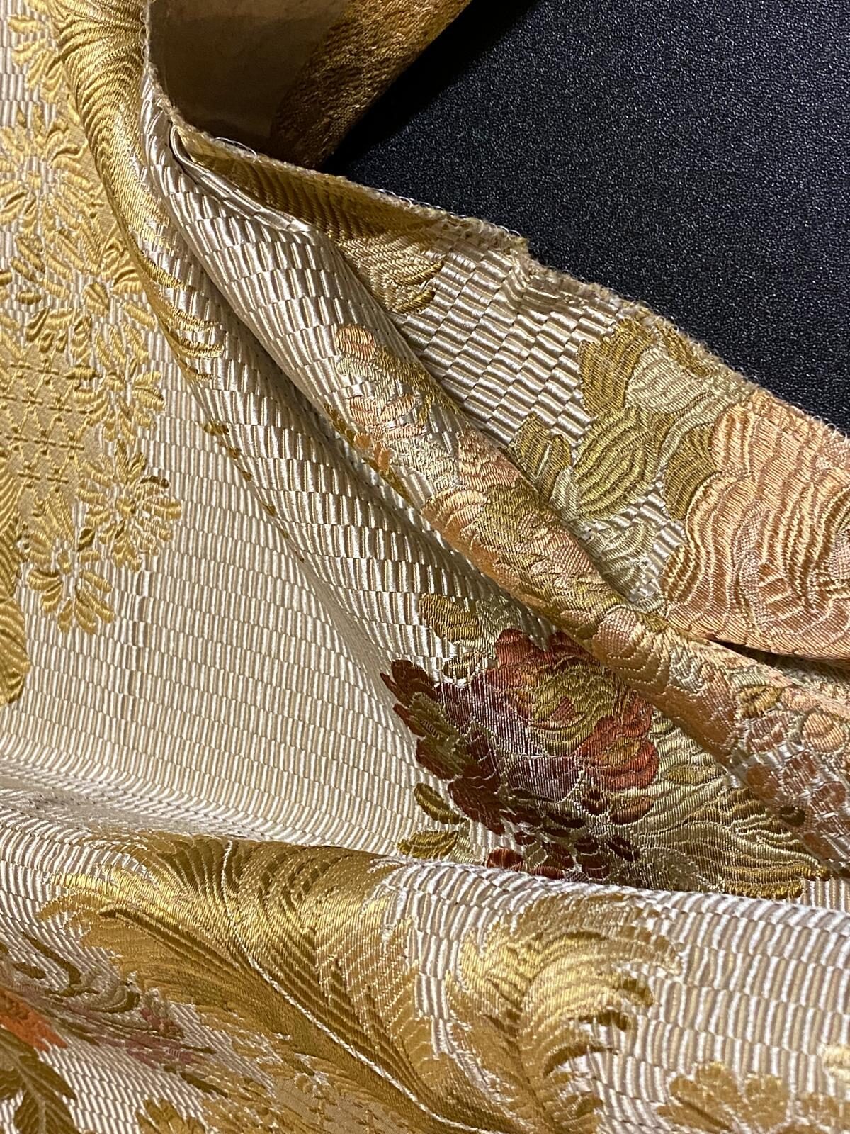 1 Berkbox52 1.2 yard Scalamandre La Verne Peach Silk Lampas Cotton Floral MSRP USD600