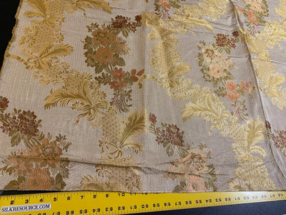 1 Berkbox52 1.2 yard Scalamandre La Verne Peach Silk Lampas Cotton Floral MSRP USD600