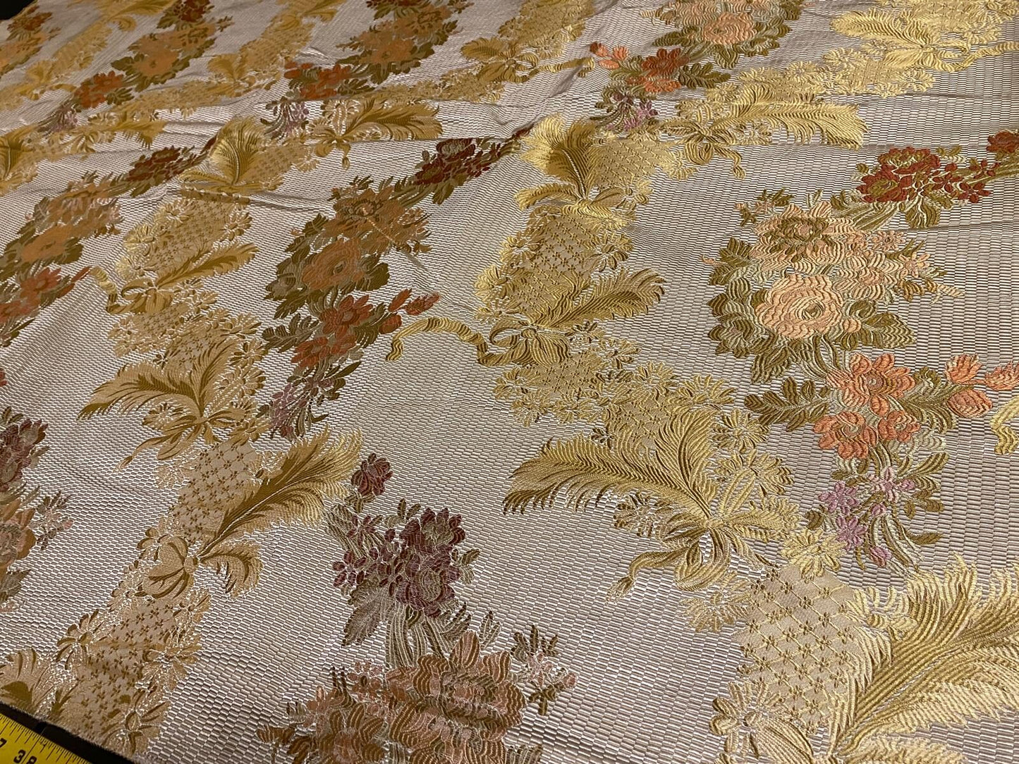 1 Berkbox52 1.2 yard Scalamandre La Verne Peach Silk Lampas Cotton Floral MSRP USD600
