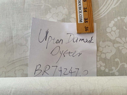 1.58y Brunschwig &amp; Fils Upton Damask Linen Print Oyster White MSRP USD 254/Y