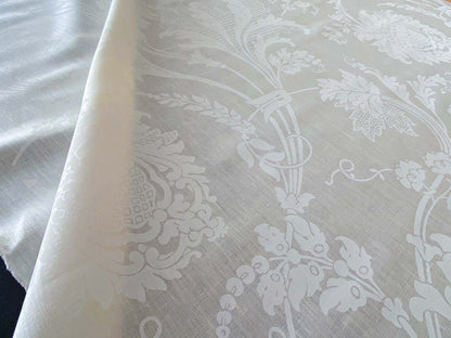 by yard Brunschwig &amp; Fils Upton Damask Linen Print Oyster White on White Heavy