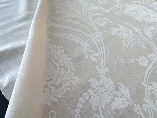 by yard Brunschwig &amp; Fils Upton Damask Linen Print Oyster White on White Heavy