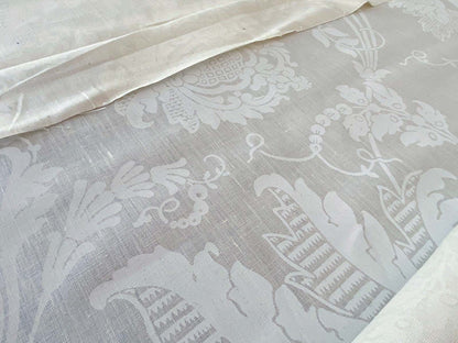 1.58y Brunschwig &amp; Fils Upton Damask Linen Print Oyster White MSRP USD 254/Y