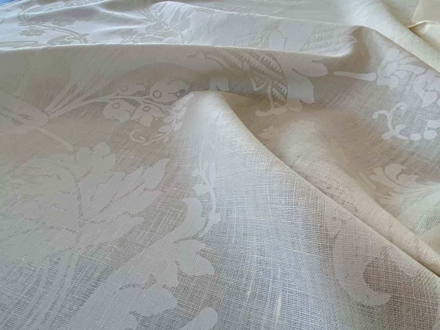 by yard Brunschwig &amp; Fils Upton Damask Linen Print Oyster White on White Heavy