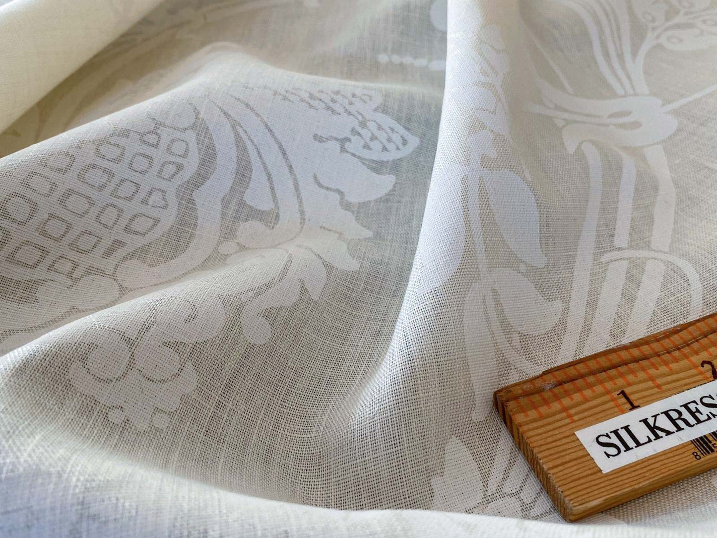 by yard Brunschwig &amp; Fils Upton Damask Linen Print Oyster White on White Heavy