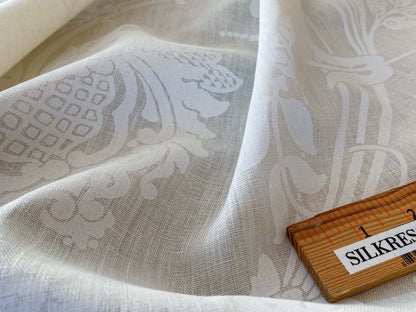 1.58y Brunschwig &amp; Fils Upton Damask Linen Print Oyster White MSRP USD 254/Y