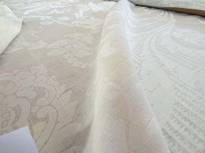 by yard Brunschwig &amp; Fils Upton Damask Linen Print Oyster White on White Heavy