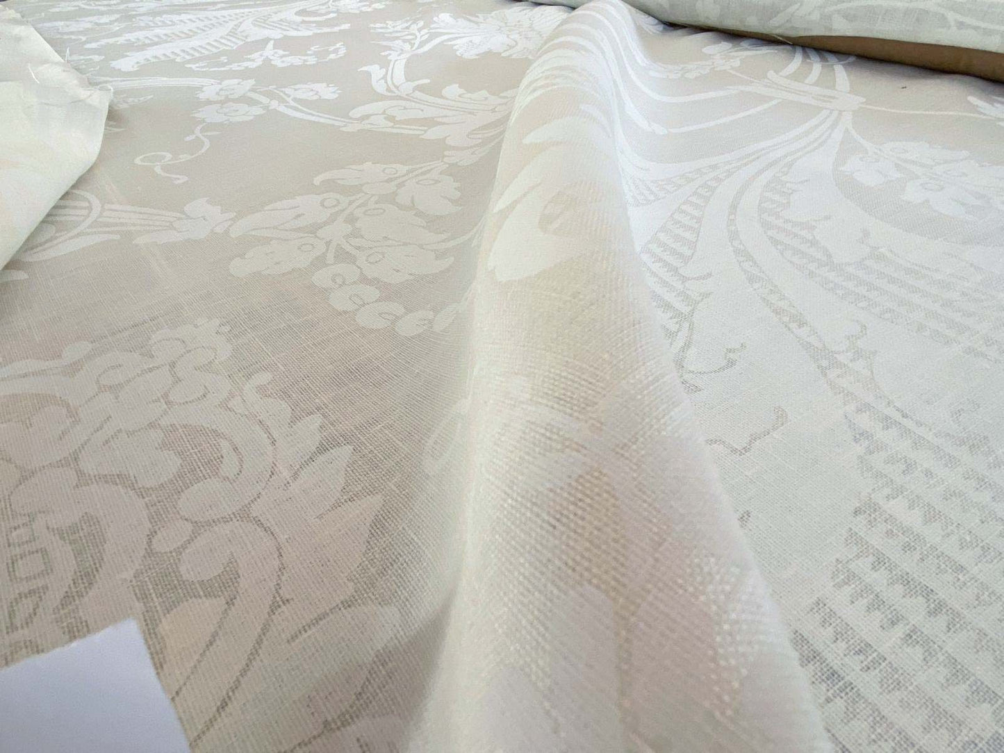 1.58y Brunschwig &amp; Fils Upton Damask Linen Print Oyster White MSRP USD 254/Y