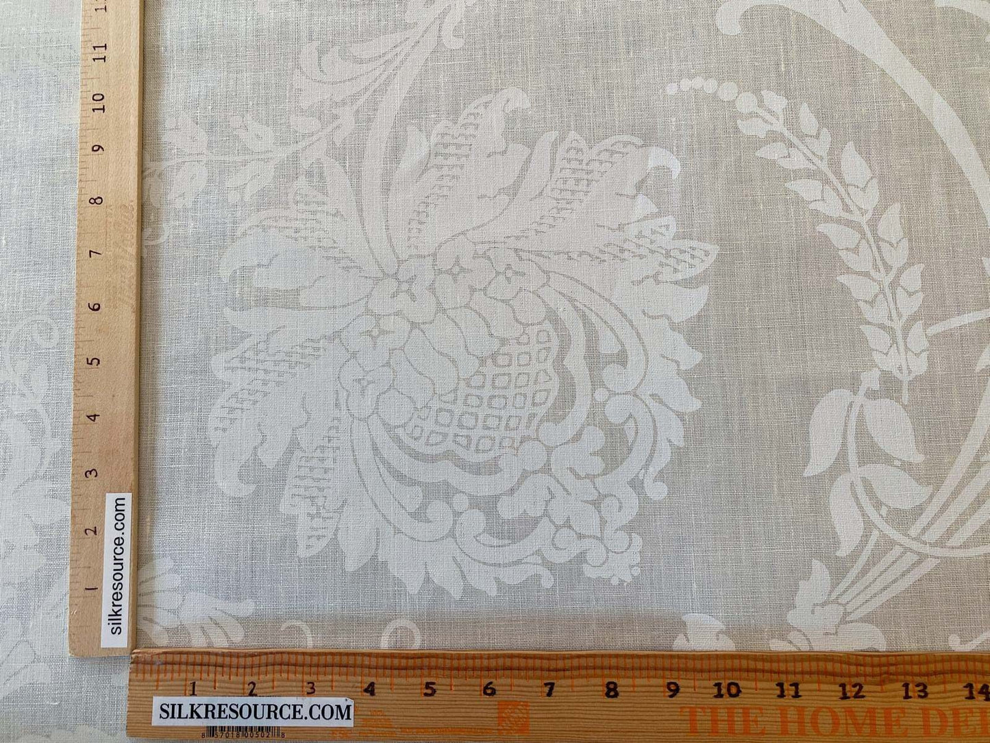by yard Brunschwig &amp; Fils Upton Damask Linen Print Oyster White on White Heavy