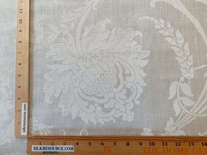 by yard Brunschwig &amp; Fils Upton Damask Linen Print Oyster White on White Heavy