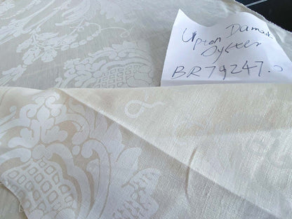 1.58y Brunschwig &amp; Fils Upton Damask Linen Print Oyster White MSRP USD 254/Y
