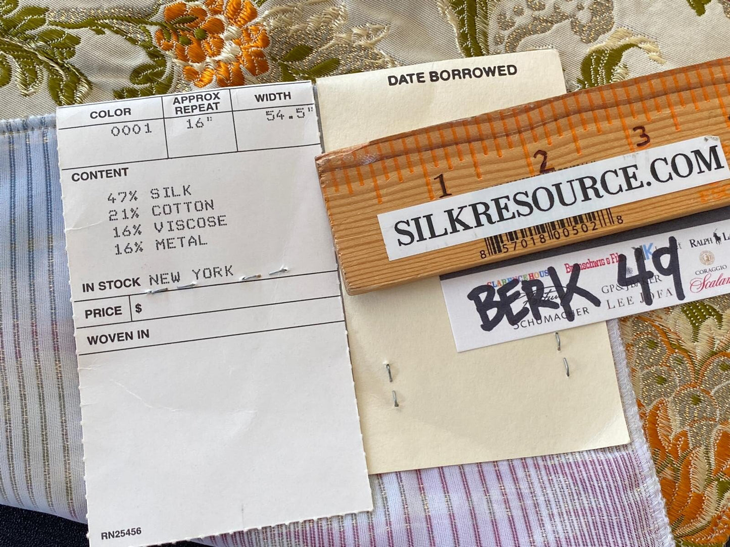 27a Berkbox49 Scalamandre Square Allegra Lampas Beige Floral MSRP USD 796/yard