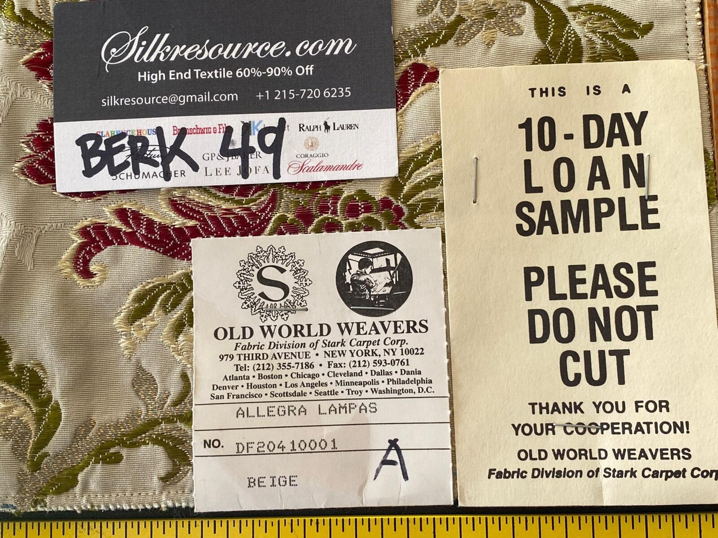 27a Berkbox49 Scalamandre Square Allegra Lampas Beige Floral MSRP USD 796/yard