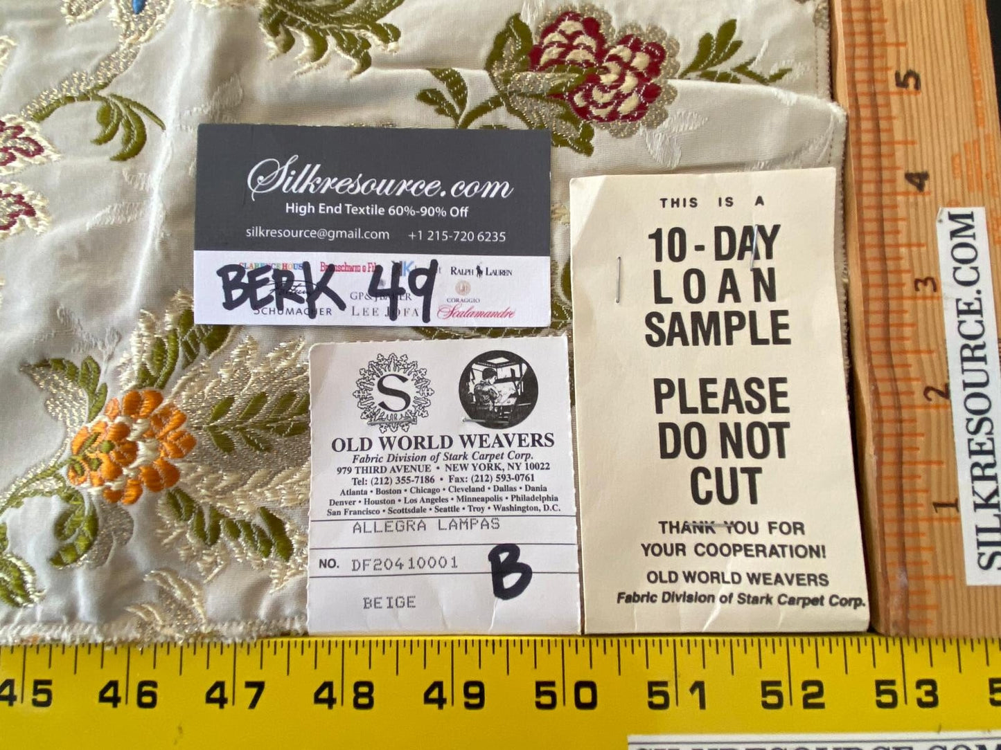 27b Berkbox49 Scalamandre Square Allegra Lampas Beige Floral MSRP USD 796/yard