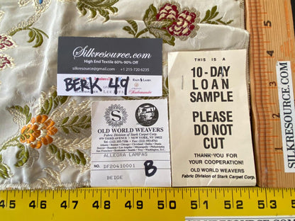 27b Berkbox49 Scalamandre Square Allegra Lampas Beige Floral MSRP USD 796/yard