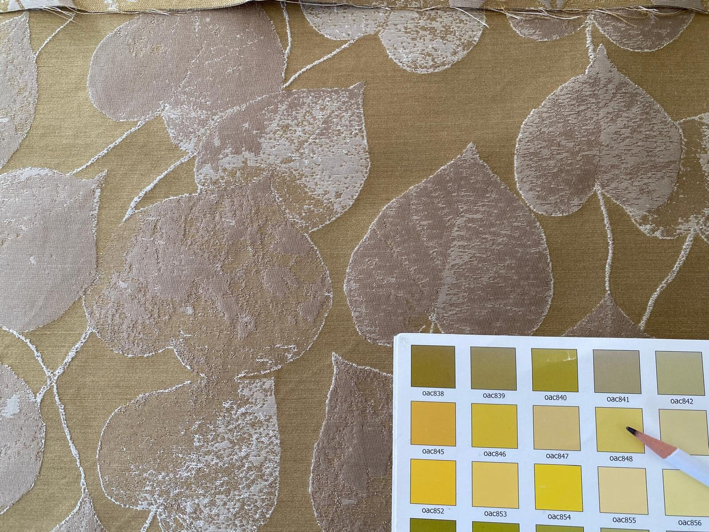 Lee Jofa Mulberry Home Lime Leaves Gold Silk Brocade MSRP USD 290/Y