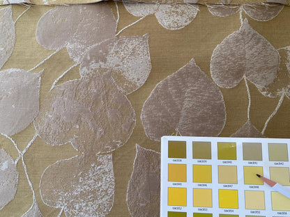 Lee Jofa Mulberry Home Lime Leaves Gold Silk Brocade MSRP USD 290/Y