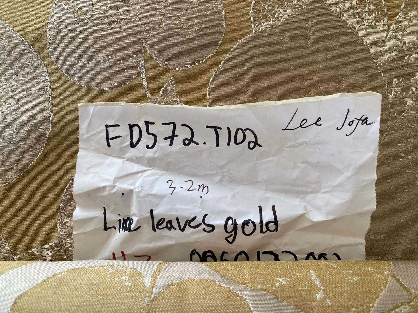 Lee Jofa Mulberry Home Lime Leaves Gold Silk Brocade MSRP USD 290/Y