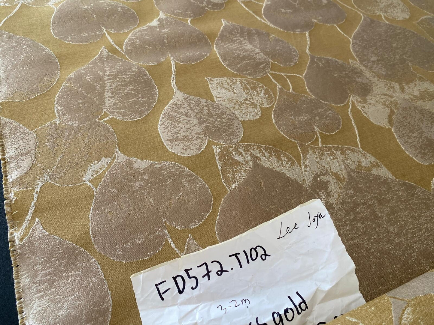 Lee Jofa Mulberry Home Lime Leaves Gold Silk Brocade MSRP USD 290/Y