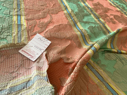 Scalamandre Rigato Vitozzi Green Apricot Peach Floral Stripe MSRP USD204/yd