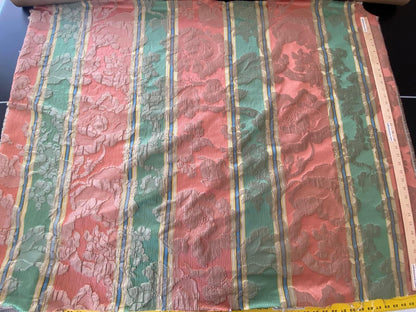 Scalamandre Rigato Vitozzi Green Apricot Peach Floral Stripe MSRP USD204/yd