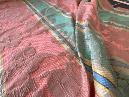 Scalamandre Rigato Vitozzi Green Apricot Peach Floral Stripe MSRP USD204/yd