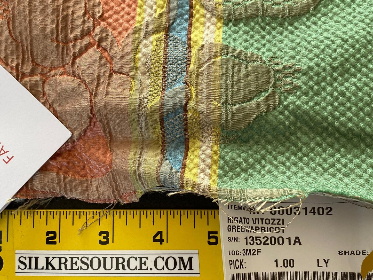 Scalamandre Rigato Vitozzi Green Apricot Peach Floral Stripe MSRP USD204/yd