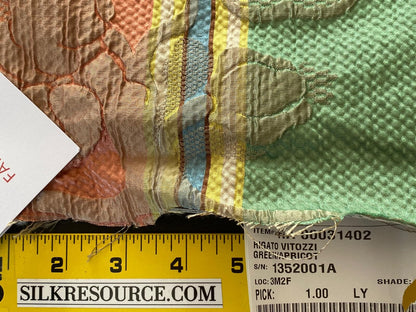 Scalamandre Rigato Vitozzi Green Apricot Peach Floral Stripe MSRP USD204/yd