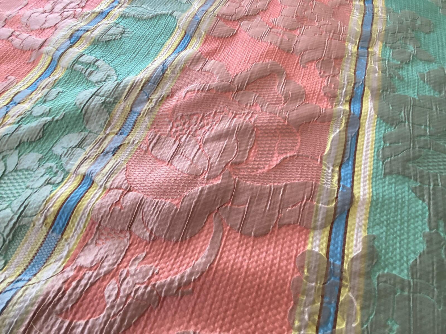 Scalamandre Rigato Vitozzi Green Apricot Peach Floral Stripe MSRP USD204/yd