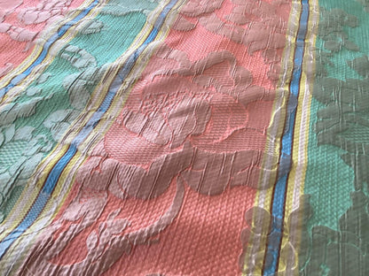 Scalamandre Rigato Vitozzi Green Apricot Peach Floral Stripe MSRP USD204/yd