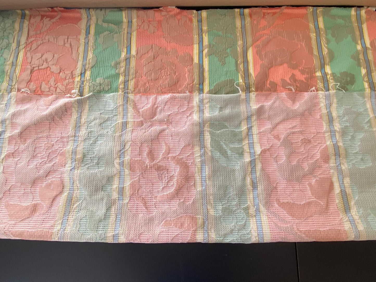 Scalamandre Rigato Vitozzi Green Apricot Peach Floral Stripe MSRP USD204/yd