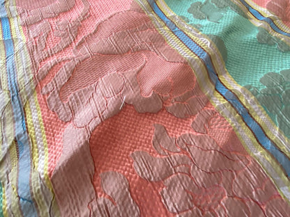 Scalamandre Rigato Vitozzi Green Apricot Peach Floral Stripe MSRP USD204/yd