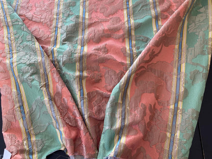 Scalamandre Rigato Vitozzi Green Apricot Peach Floral Stripe MSRP USD204/yd