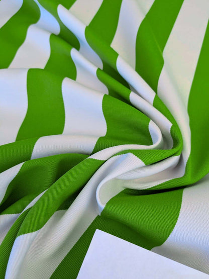 Scalamandre " Barbados Lime &amp; Off White Outdoor Tropical Wide Stripe MSRP USD 138/Y  Old World Weavers"