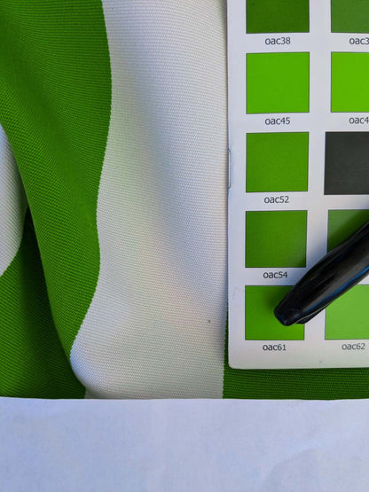 Scalamandre " Barbados Lime &amp; Off White Outdoor Tropical Wide Stripe MSRP USD 138/Y  Old World Weavers"