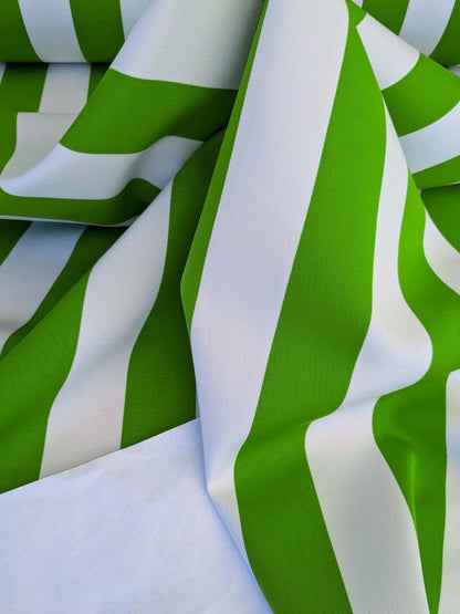 Scalamandre " Barbados Lime &amp; Off White Outdoor Tropical Wide Stripe MSRP USD 138/Y  Old World Weavers"