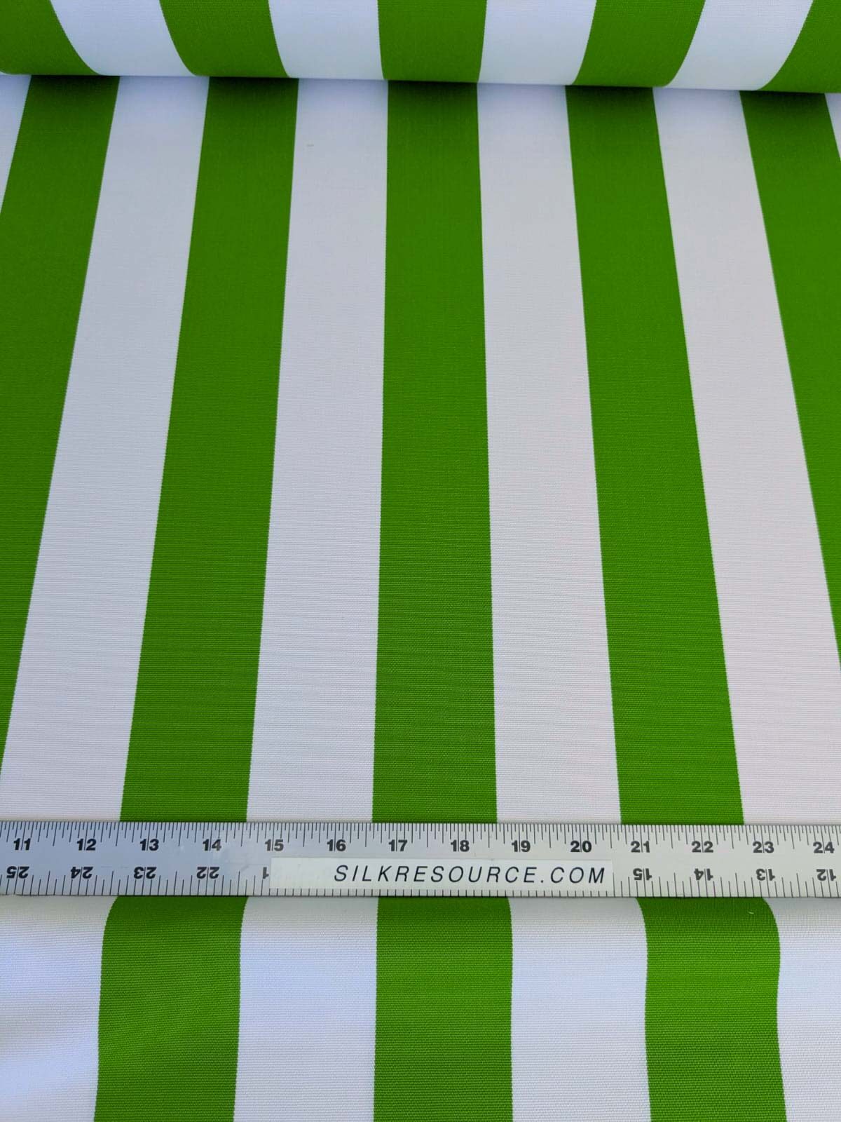 Scalamandre " Barbados Lime &amp; Off White Outdoor Tropical Wide Stripe MSRP USD 138/Y  Old World Weavers"