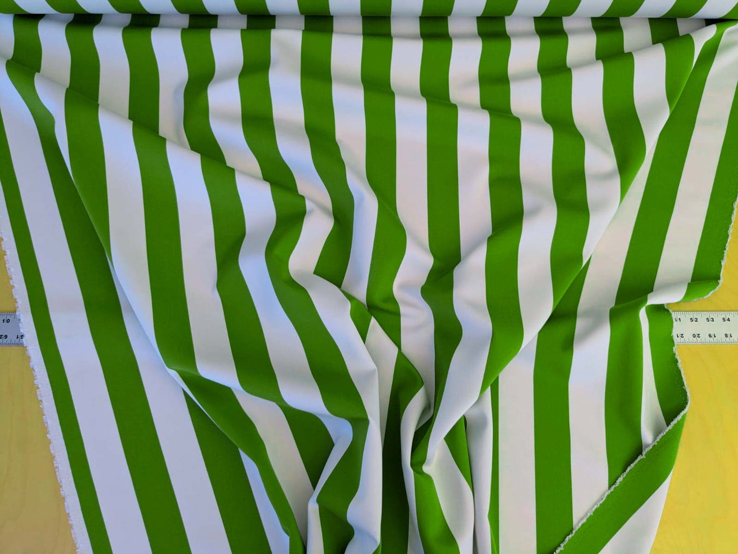 Scalamandre " Barbados Lime &amp; Off White Outdoor Tropical Wide Stripe MSRP USD 138/Y  Old World Weavers"