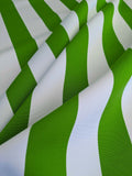 Scalamandre " Barbados Lime & Off White Outdoor Tropical Wide Stripe MSRP USD 138/Y  Old World Weavers"